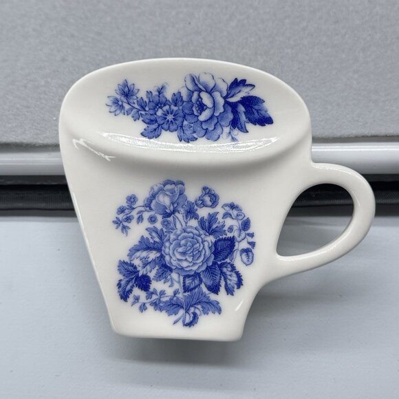 Vintage Spode Tea Bag Holders Blue Room Collection Spoon Rest Floral Set Of 2 - Picture 5 of 9